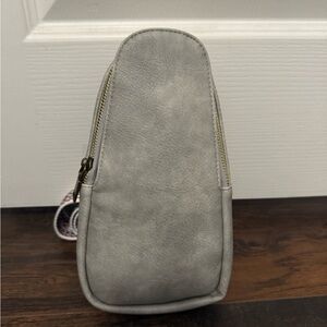 Gray Sling Crossbody Bag with Guitar Strap
